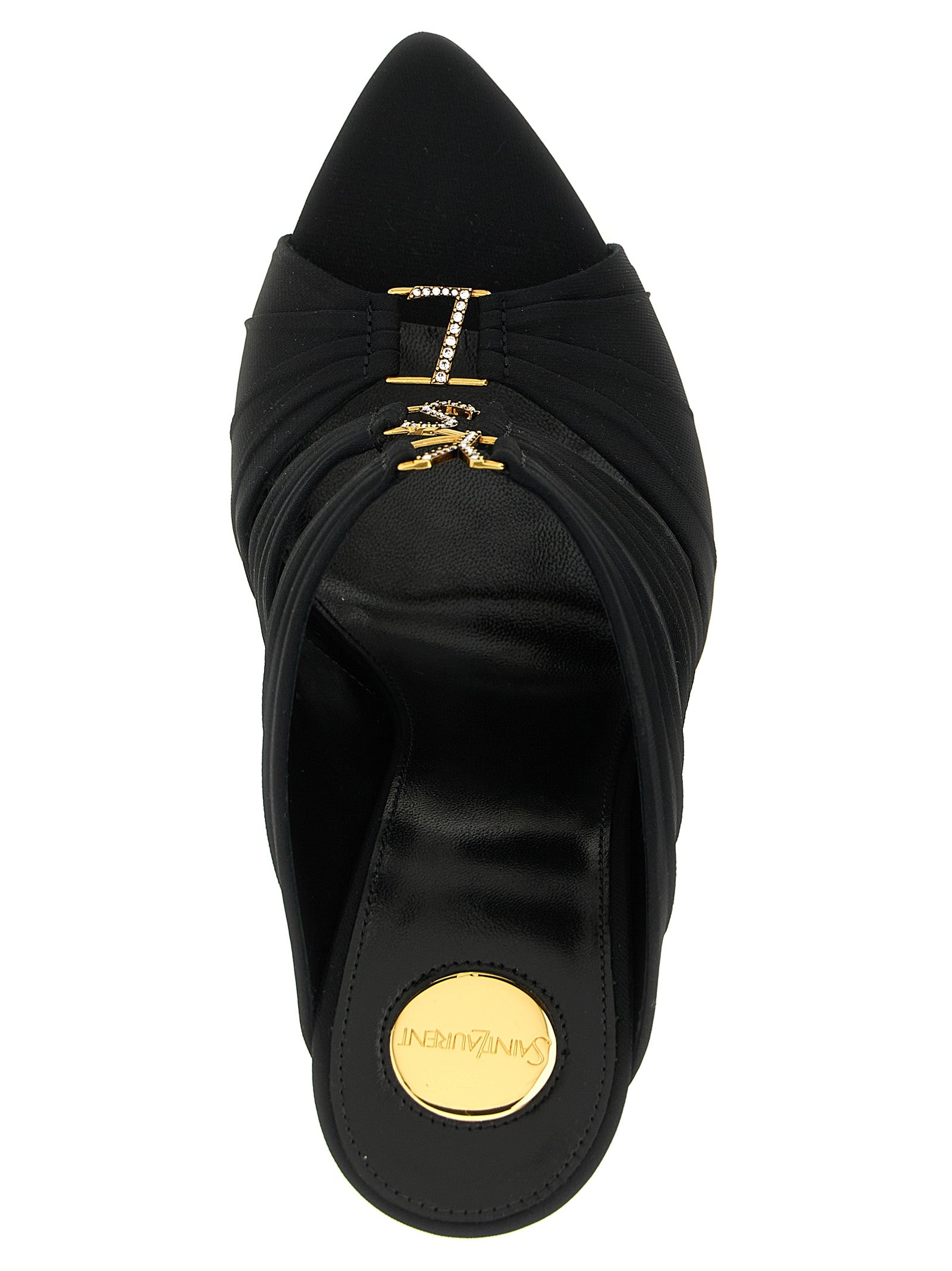 Saint Laurent Black Viscose Stiletto Heel Sandals - Detail view