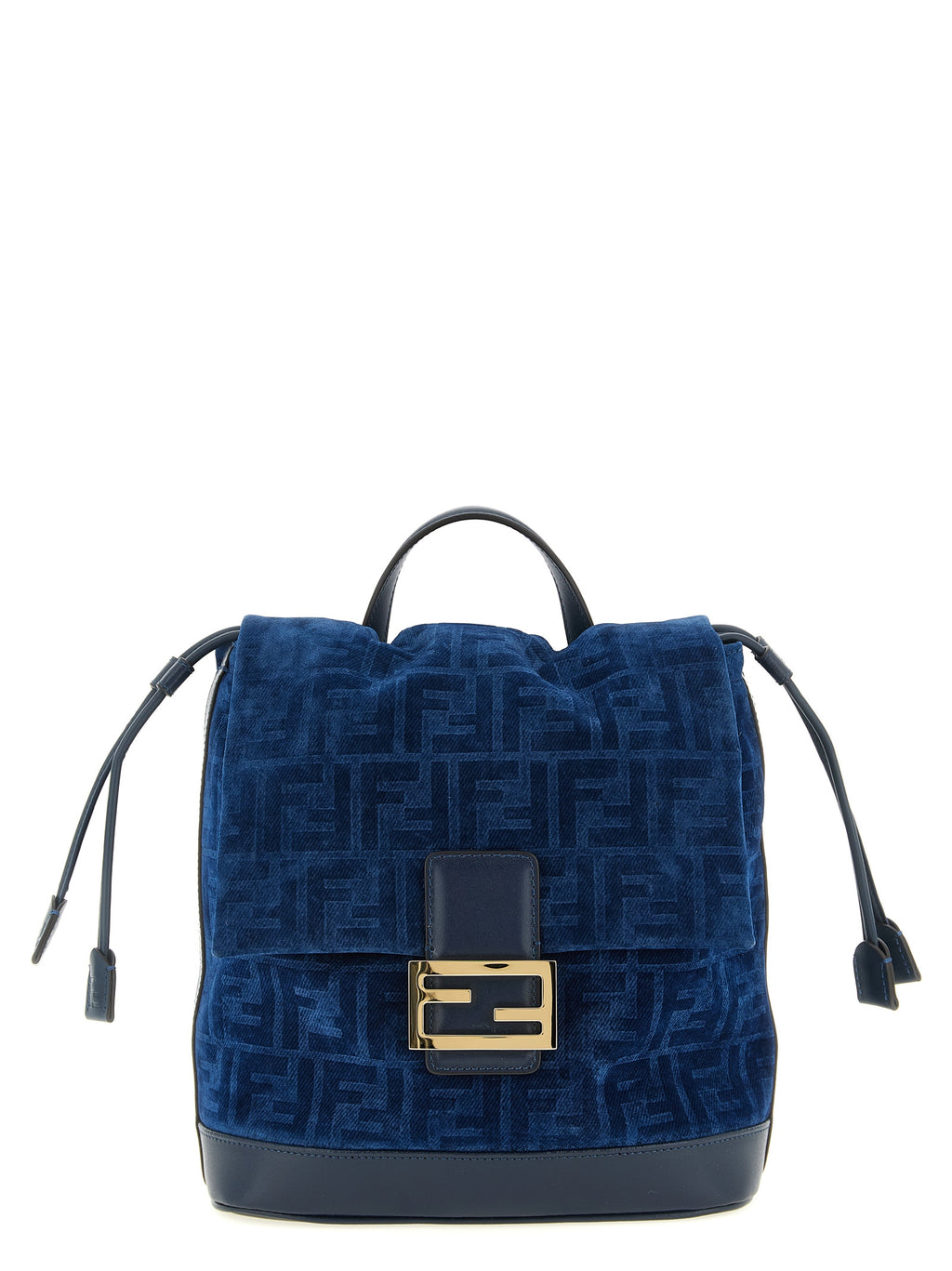 Fendi Blue Cotton Backpack - Front view