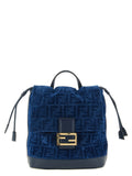 Fendi Blue Cotton Backpack - Front view
