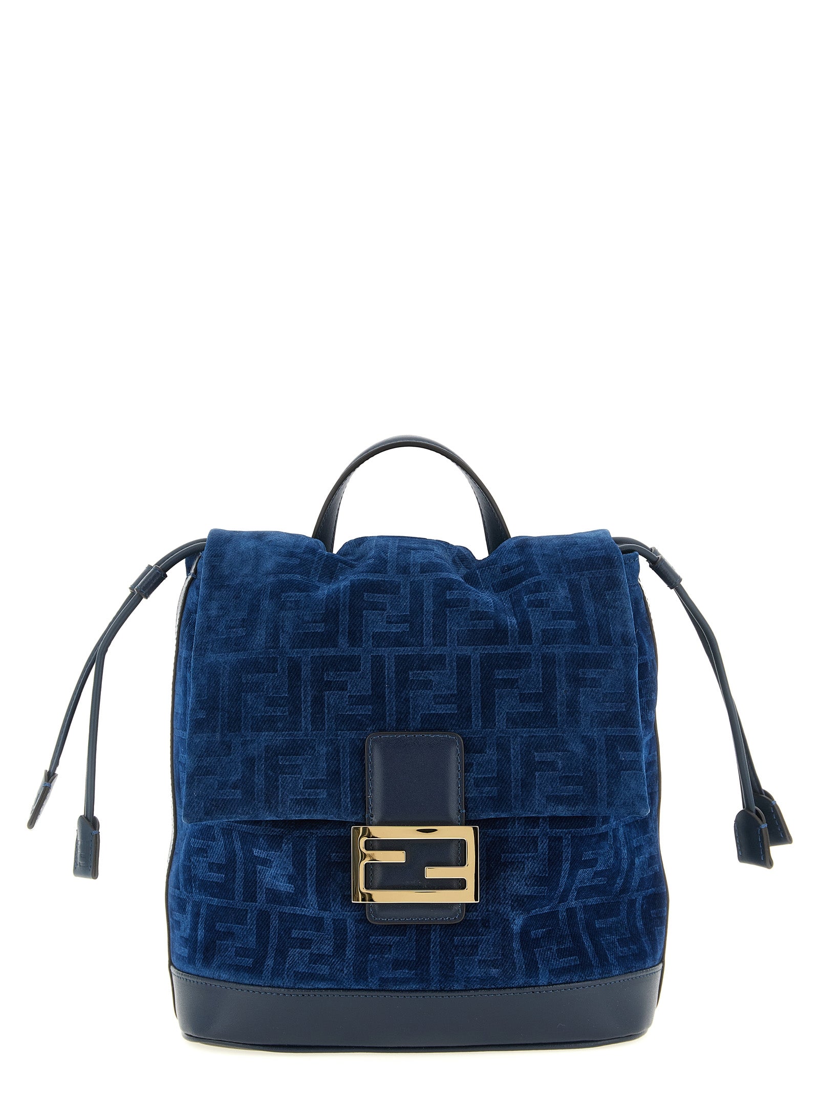 Fendi Blue Cotton Backpack - Front view