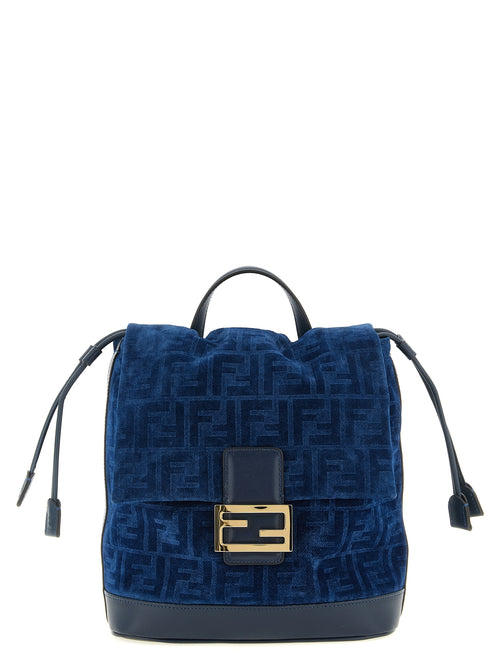 Fendi Blue Cotton Backpack - Front view