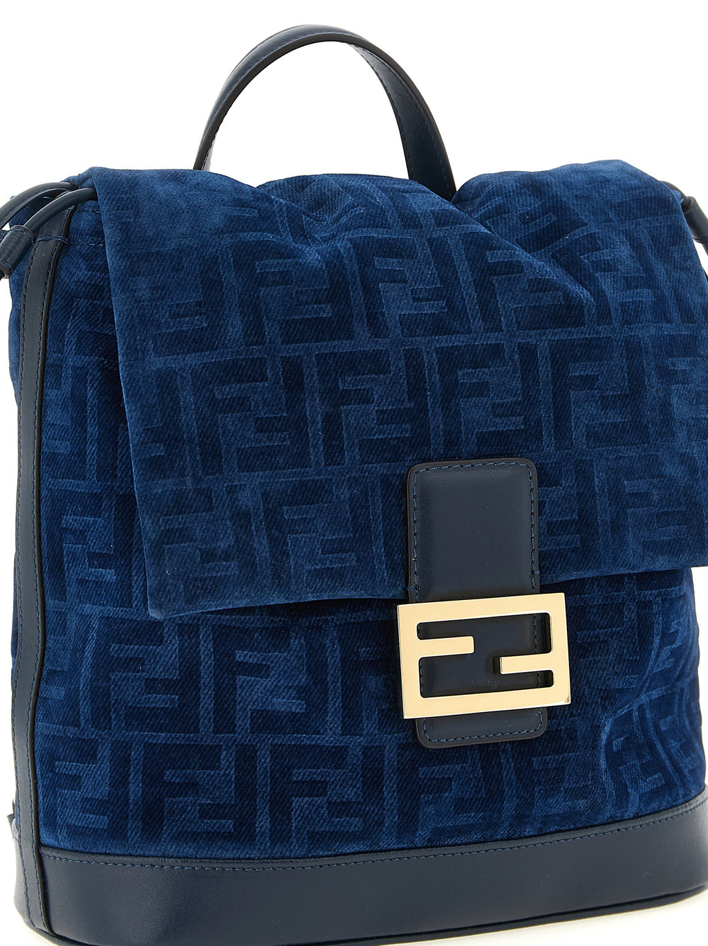 Fendi Blue Cotton Backpack - Back view