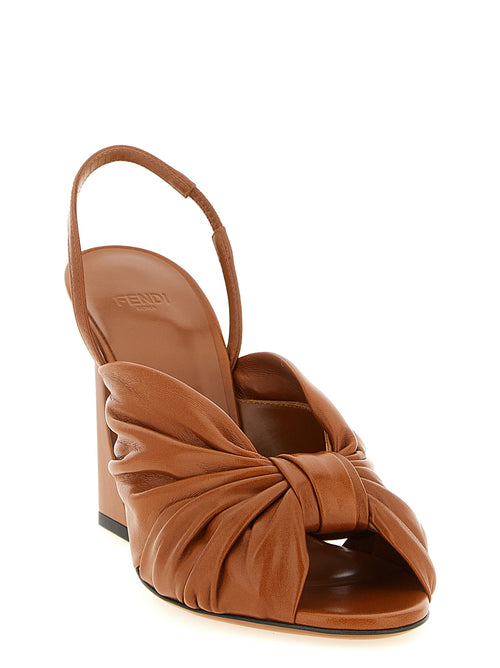 Fendi Brown Lamb Leather Stiletto Heel Sandals - Side view