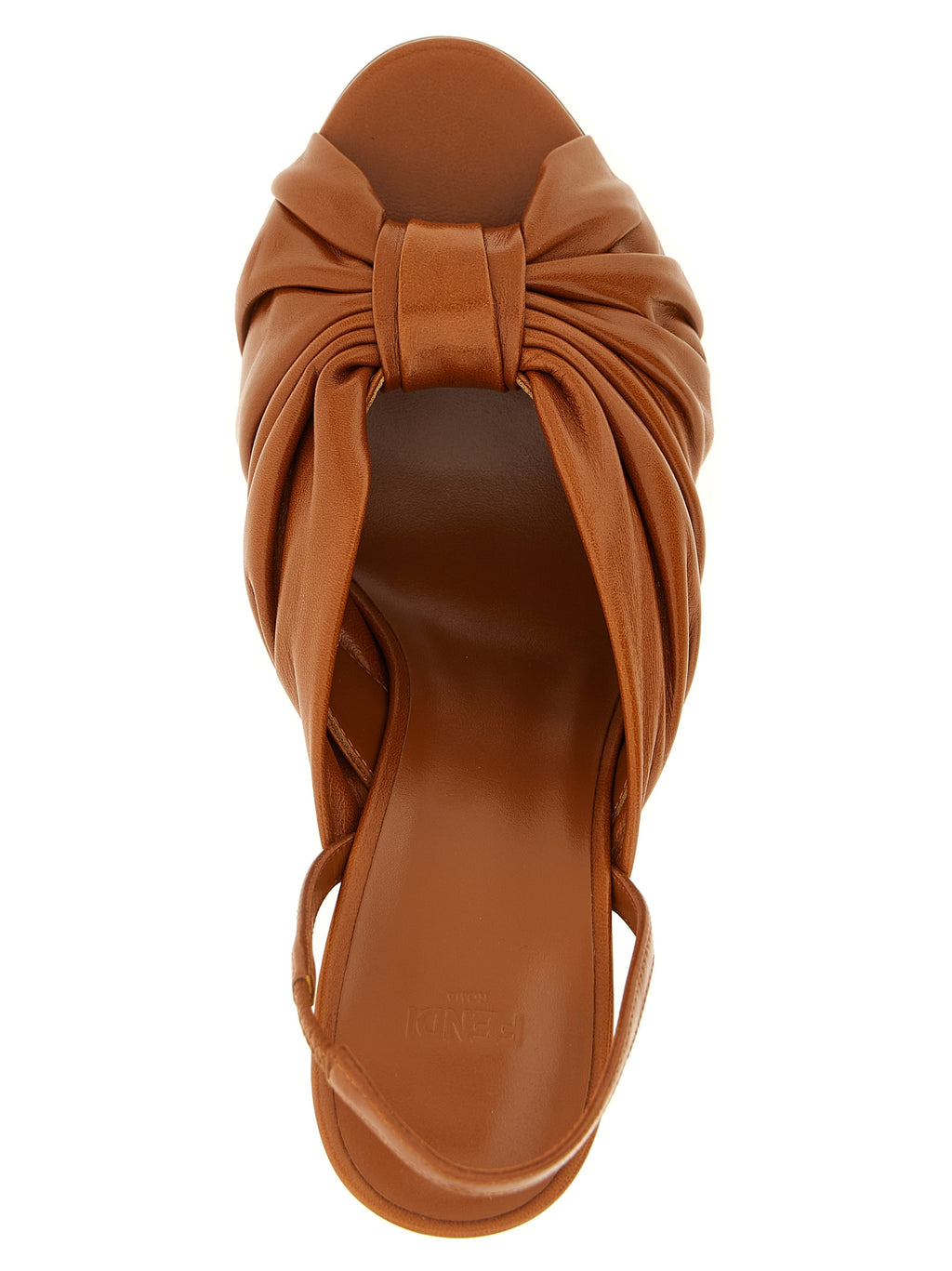 Fendi Brown Lamb Leather Stiletto Heel Sandals - Detail view