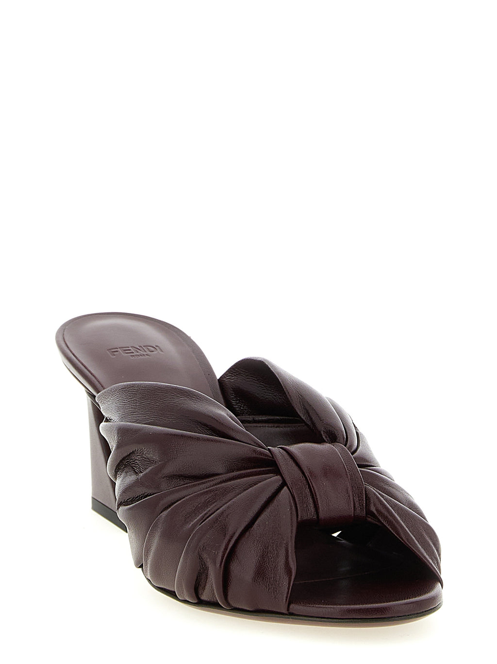 Fendi Bordeaux Lamb Leather Platform Sandals - Side view