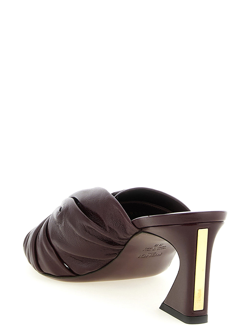Fendi Bordeaux Lamb Leather Platform Sandals - Back view