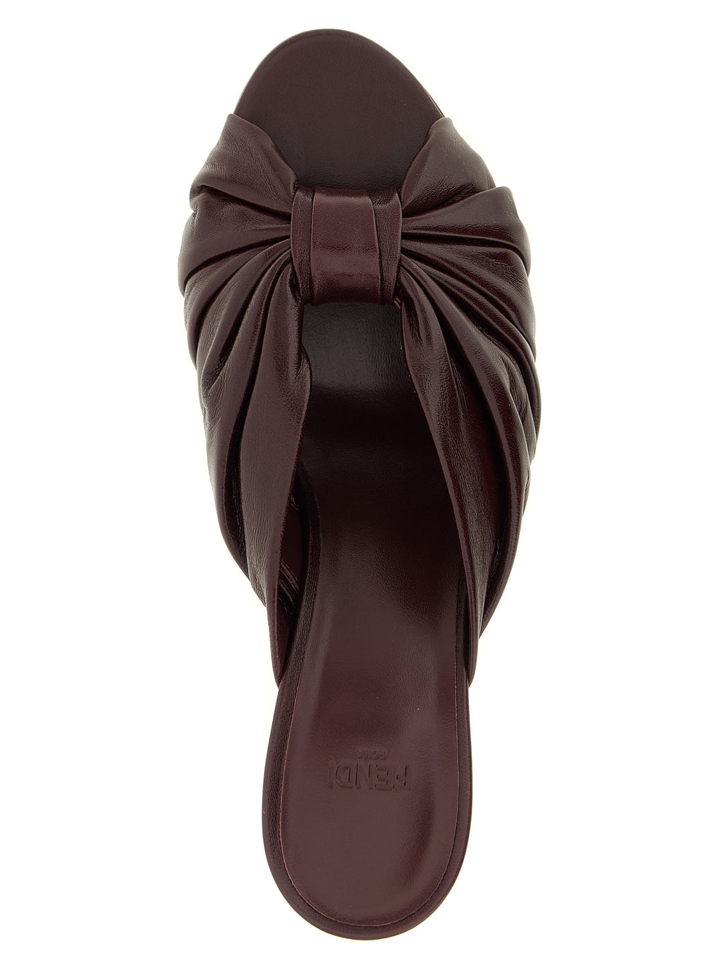 Fendi Bordeaux Lamb Leather Platform Sandals - Detail view