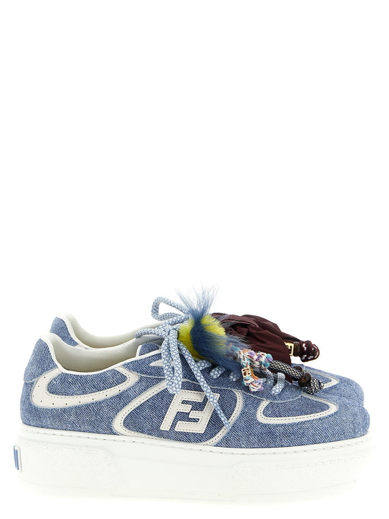 Fendi Blue Calfskin Platform Sneakers - Front view