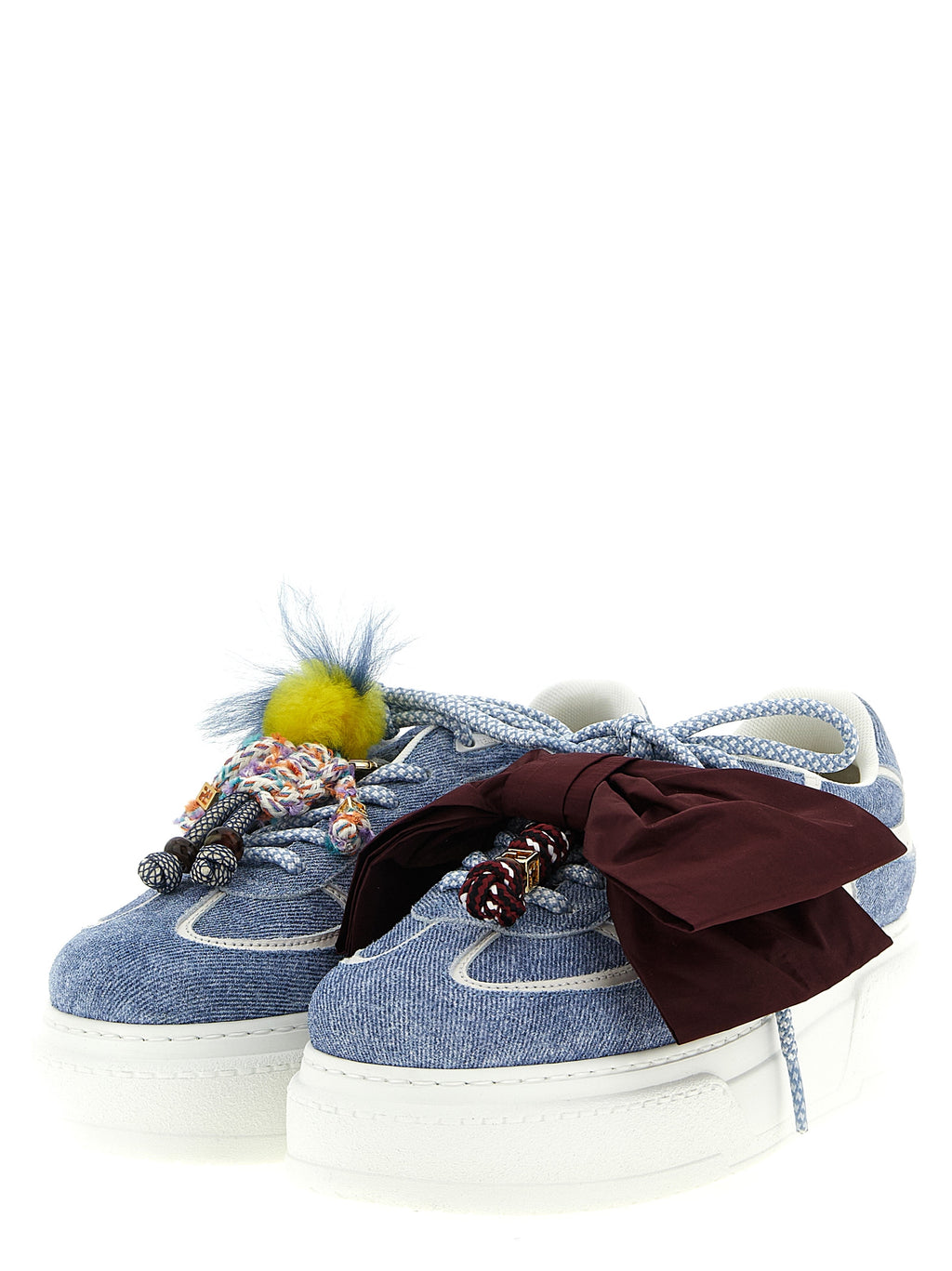 Fendi Blue Calfskin Platform Sneakers - Side view