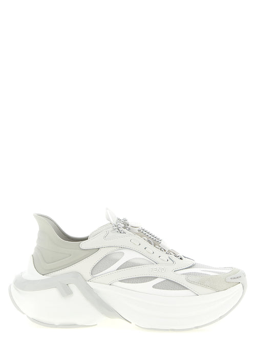 Fendi F-Light Mesh Leather Sneakers - Front view