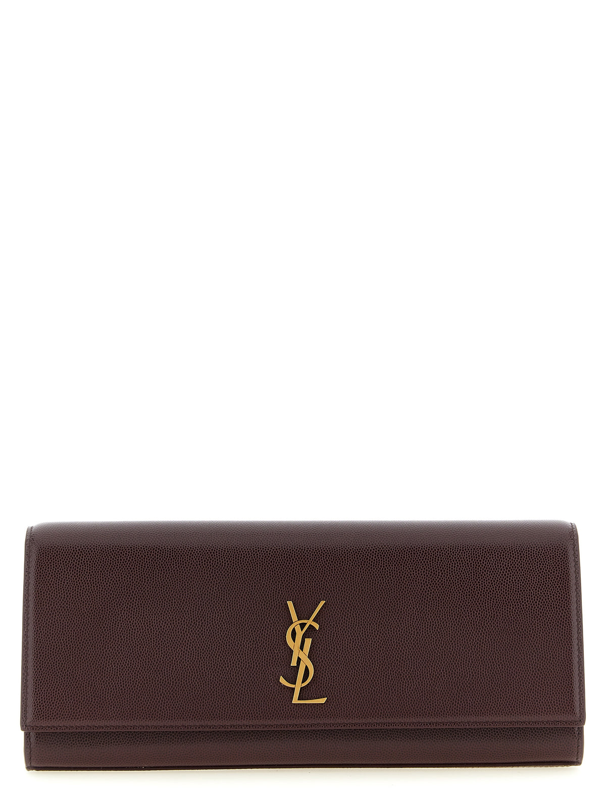 Saint Laurent Bordeaux Calfskin Clutch Bag - Front view