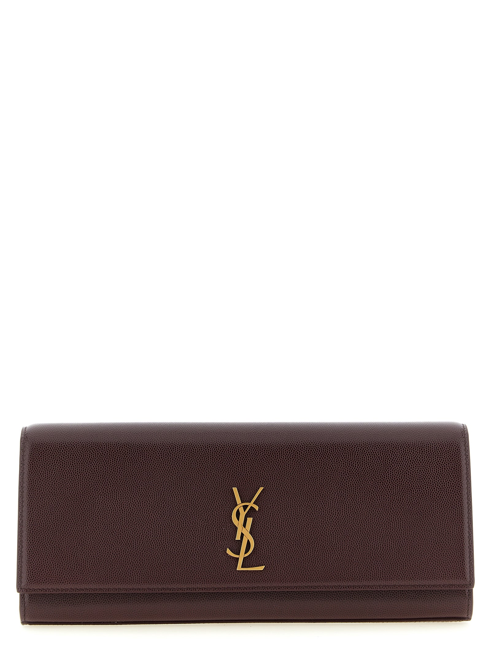 Saint Laurent Bordeaux Calfskin Clutch Bag - Front view
