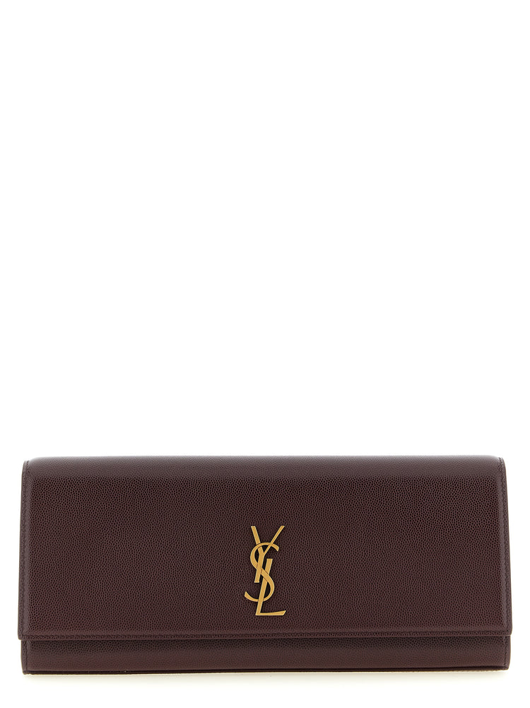 Saint Laurent Bordeaux Calfskin Clutch Bag - Front view
