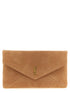 Saint Laurent Brown Lamb Leather Clutch Bag - Front view