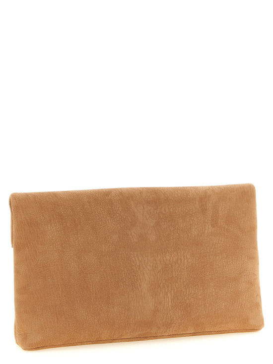 Saint Laurent Brown Lamb Leather Clutch Bag - Side view