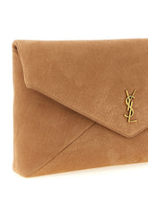 Saint Laurent Brown Lamb Leather Clutch Bag - Back view