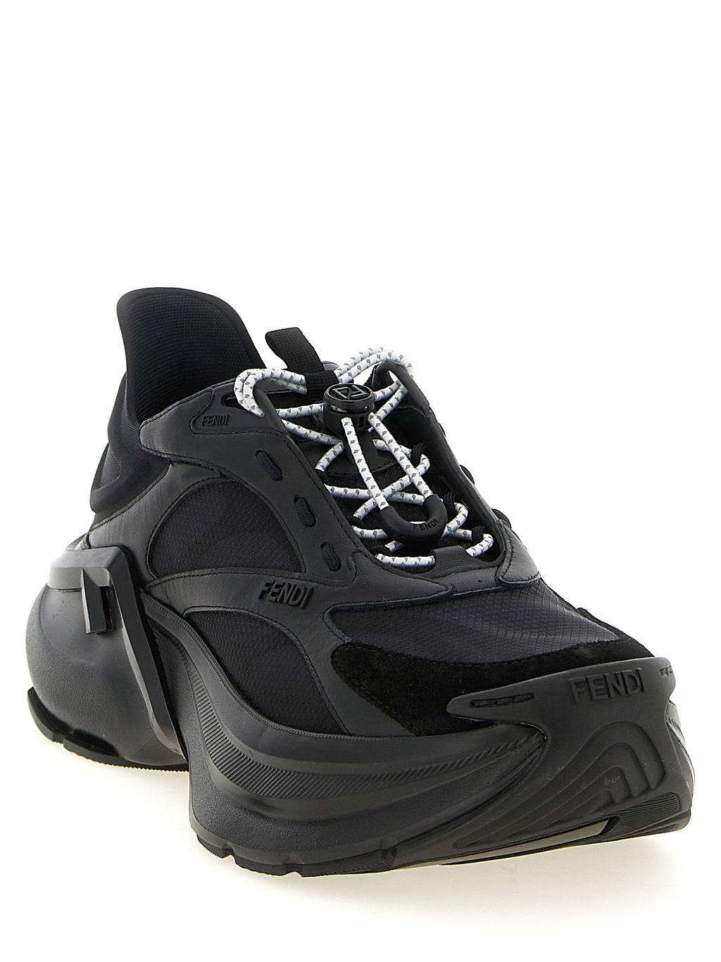 Fendi Black Calfskin Athletic Sneakers - Side view