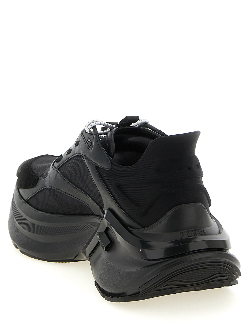 Fendi Black Calfskin Athletic Sneakers - Back view
