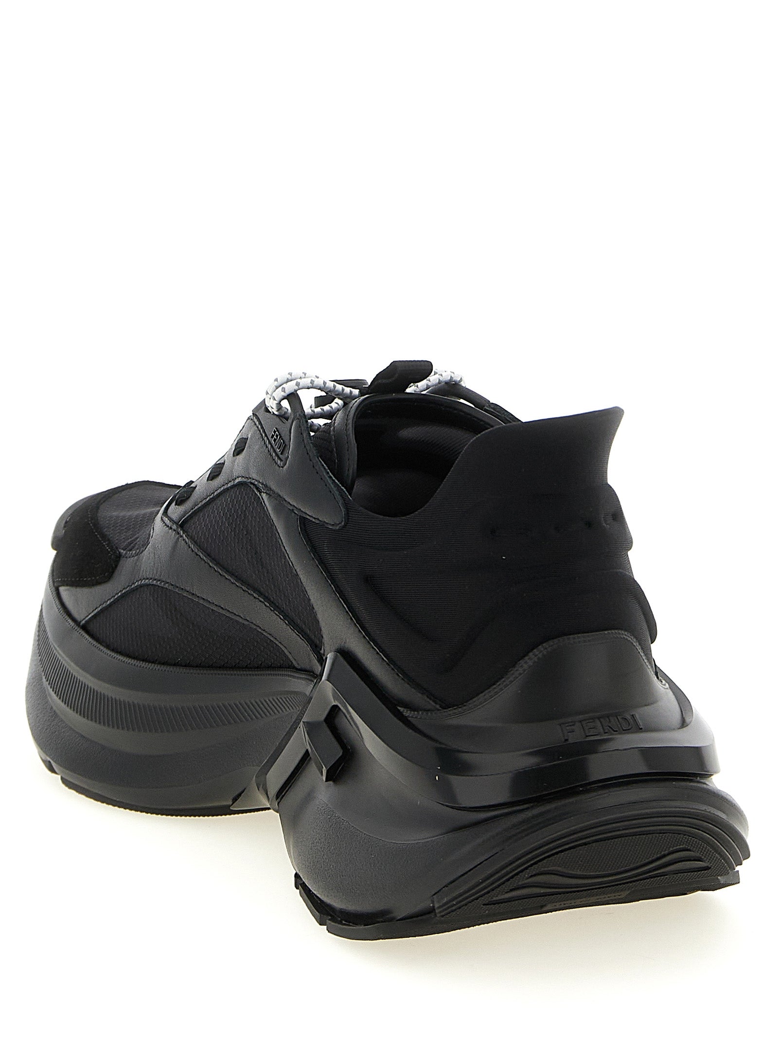 Fendi Black Calfskin Athletic Sneakers - Back view