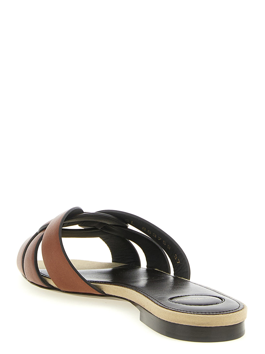 Saint Laurent Brown Calfskin Slides (Ref. SA333635) - Back view