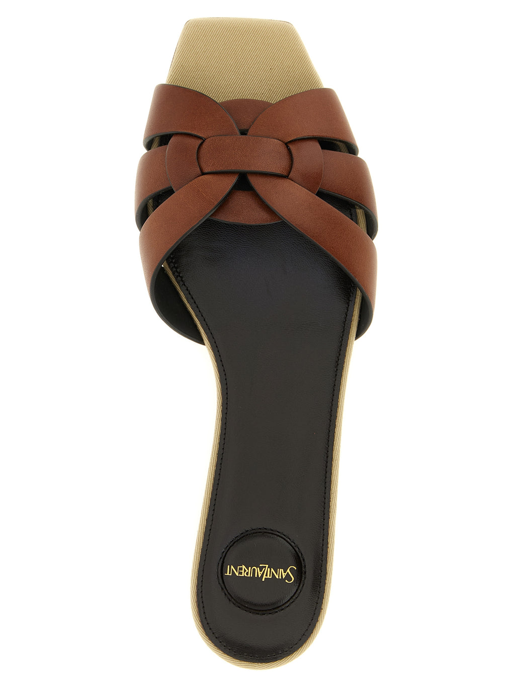 Saint Laurent Brown Calfskin Slides (Ref. SA333635) - Detail view