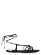 Saint Laurent Black Lamb Leather Flat Sandals - Front view