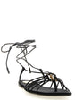 Saint Laurent Black Lamb Leather Flat Sandals - Side view