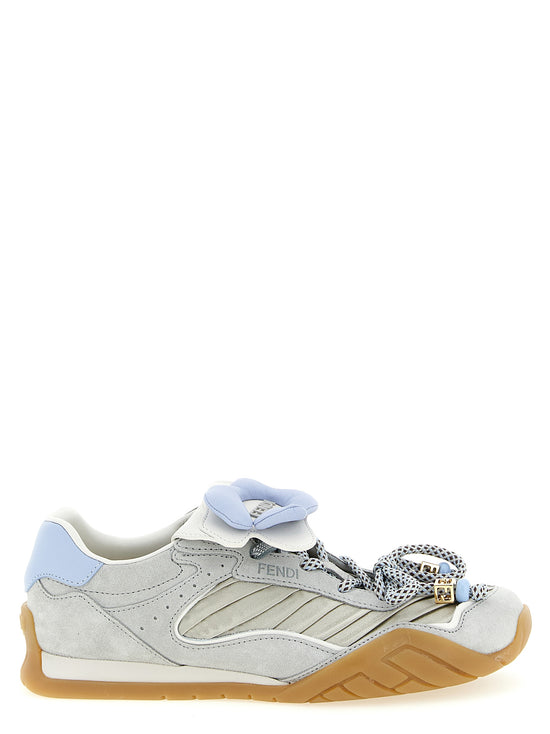 Fendi Gray Calfskin Athletic Sneakers - Front view