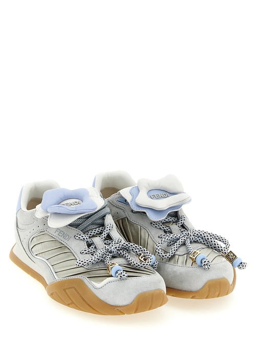 Fendi Gray Calfskin Athletic Sneakers - Side view