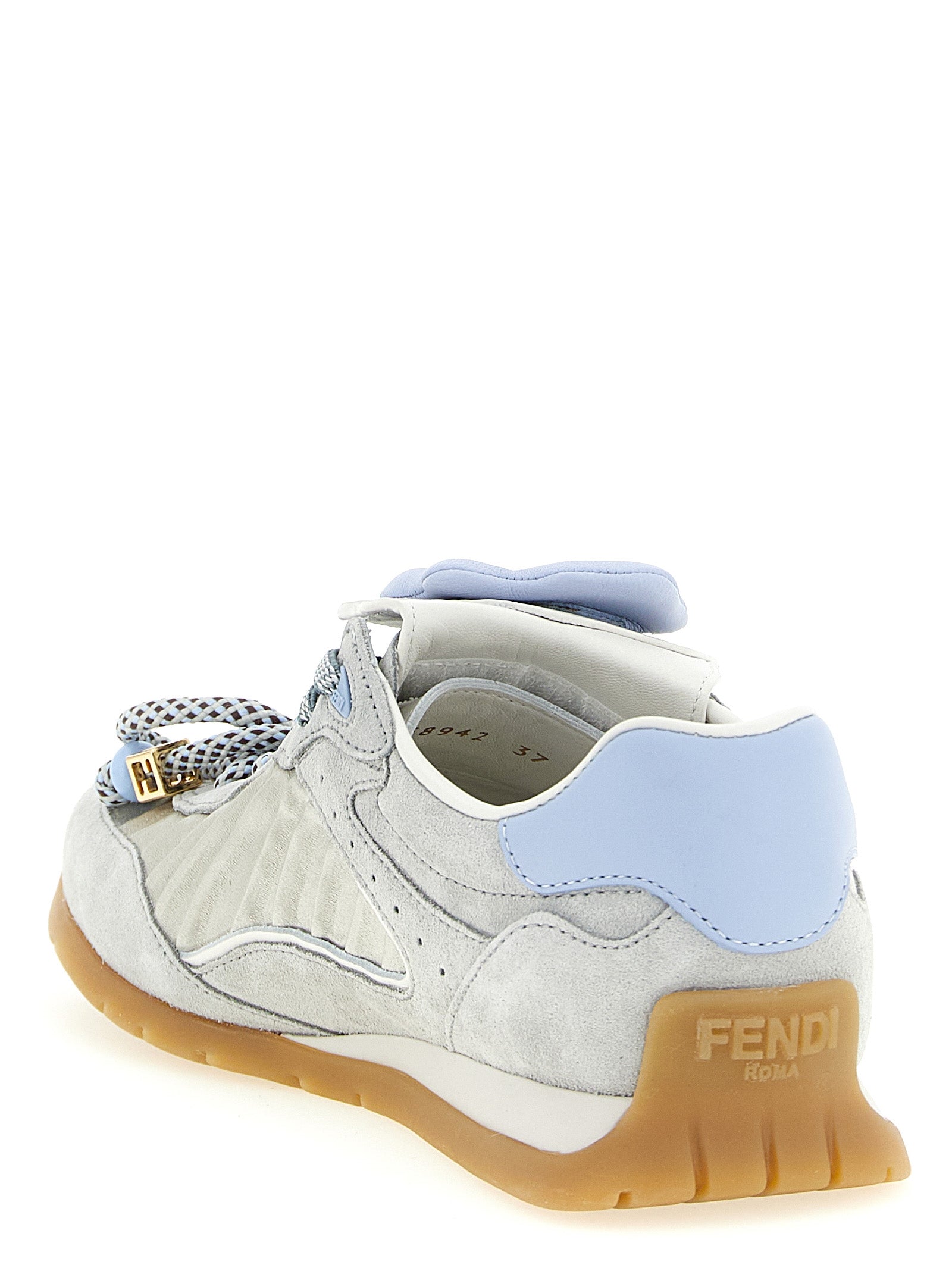 Fendi Gray Calfskin Athletic Sneakers - Detail view