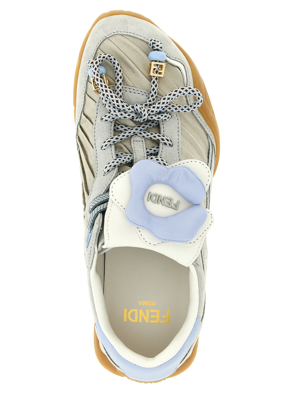 Fendi Gray Calfskin Athletic Sneakers - Close-up view