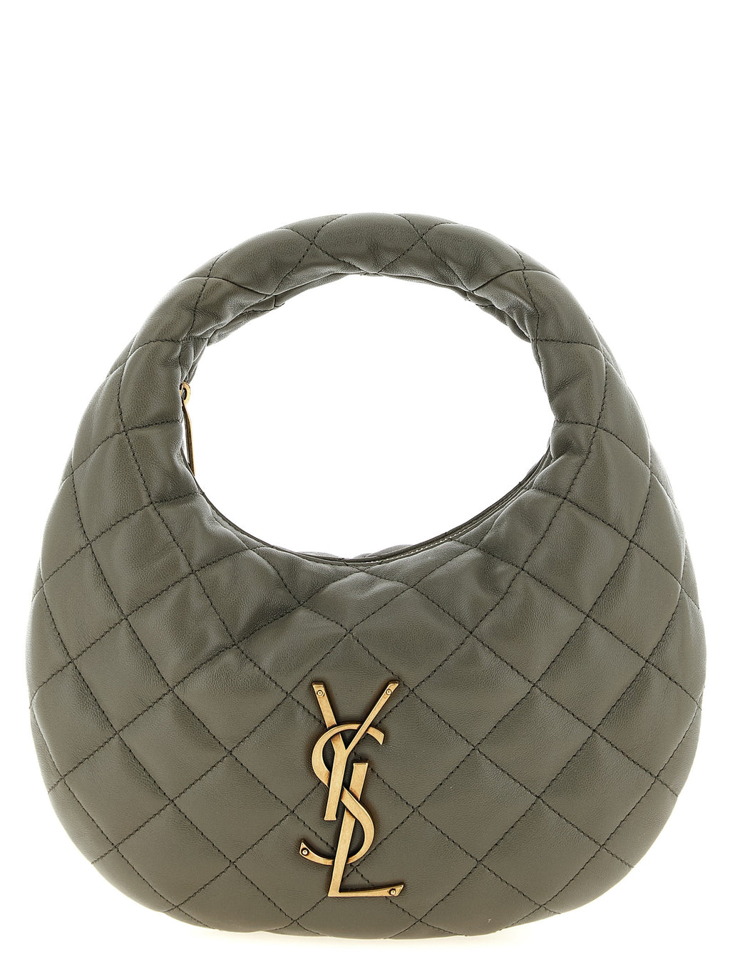 Saint Laurent Gray Lamb Leather Handbag - Front view
