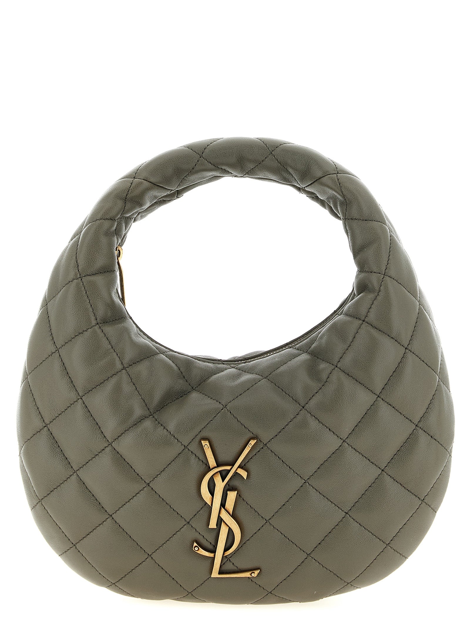 Saint Laurent Gray Lamb Leather Handbag - Front view