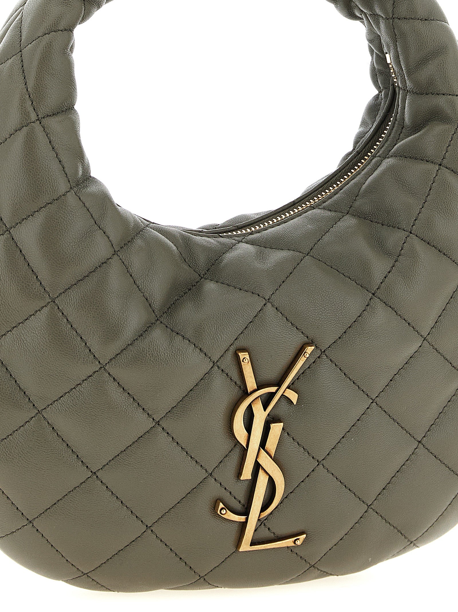 Saint Laurent Gray Lamb Leather Handbag - Back view