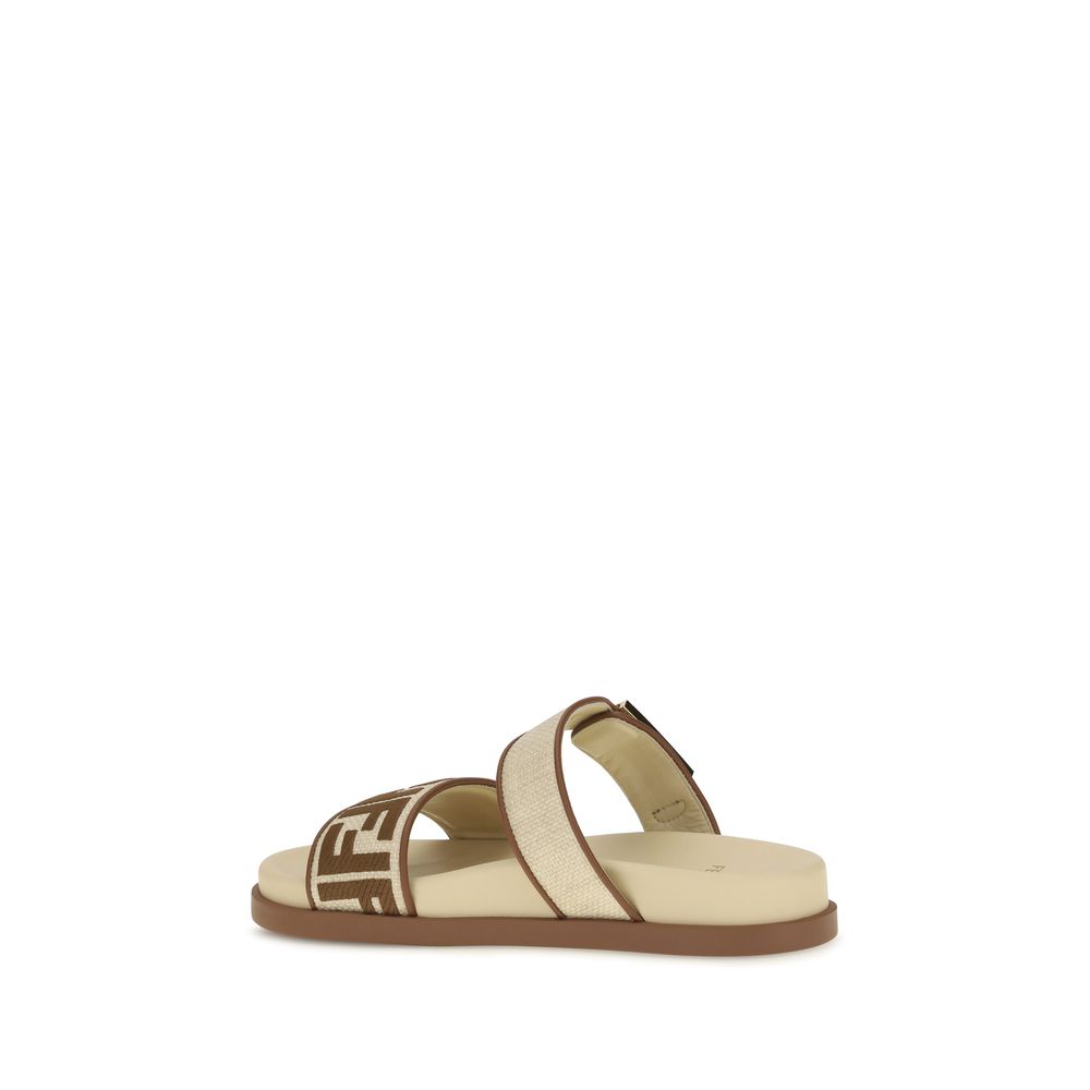 Fendi Brown Raffia Flat Sandals - Back view