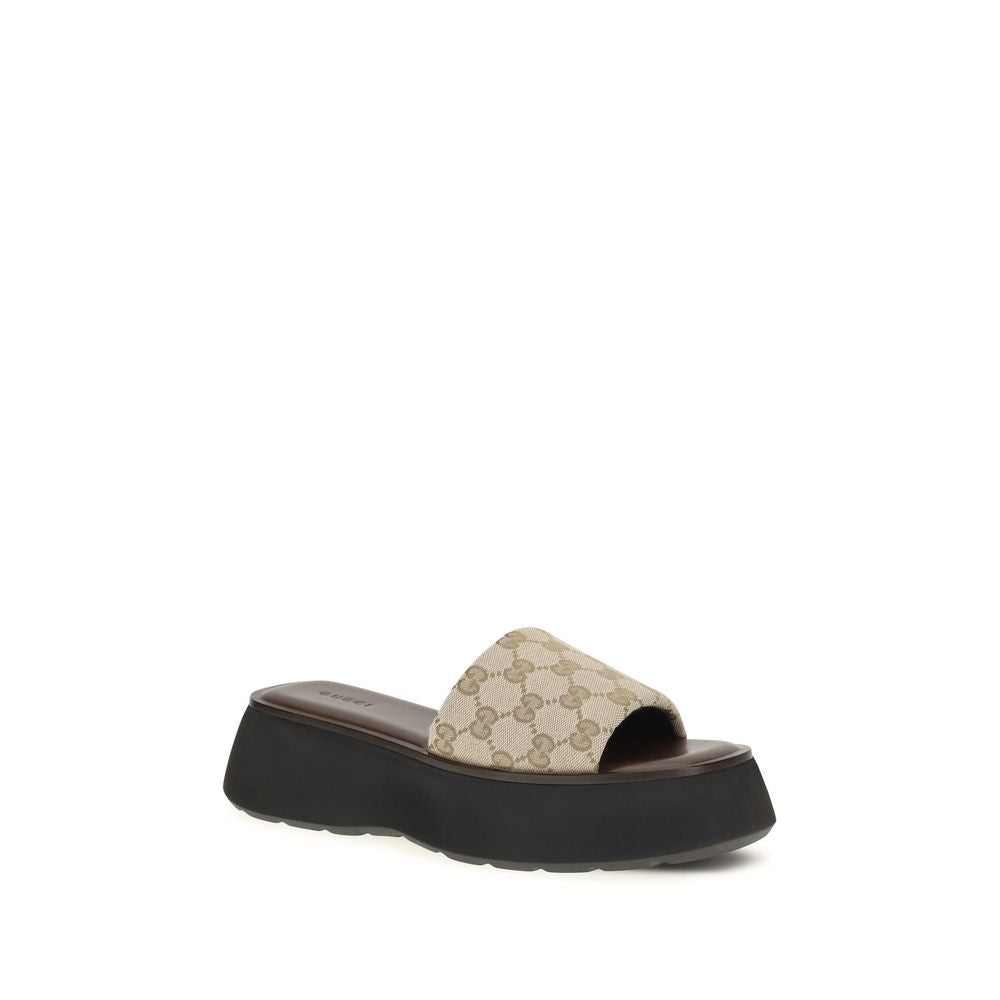 Gucci Beige Polyester Platform Sandals - Side view