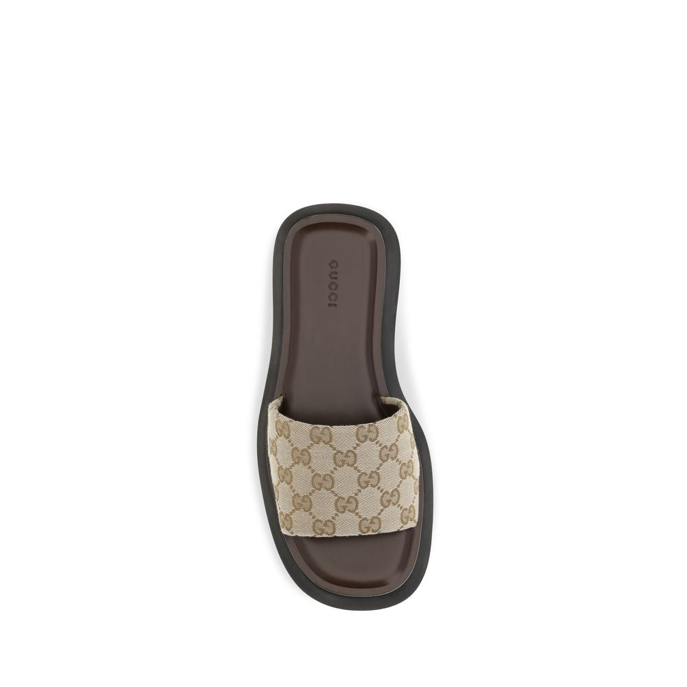 Gucci Beige Polyester Platform Sandals - Detail view