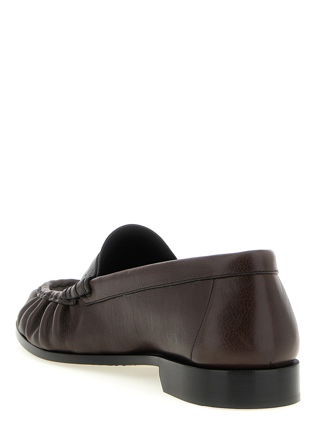 Saint Laurent Brown Calfskin Slip-On Loafers