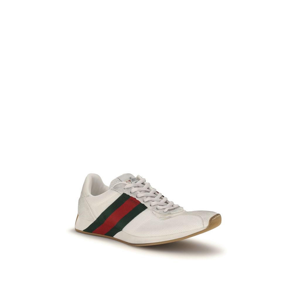 Gucci White Polyester Athletic Sneakers - Side view