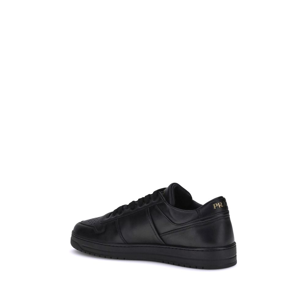 Prada Black Calf Leather Low Top Sneakers - Back view