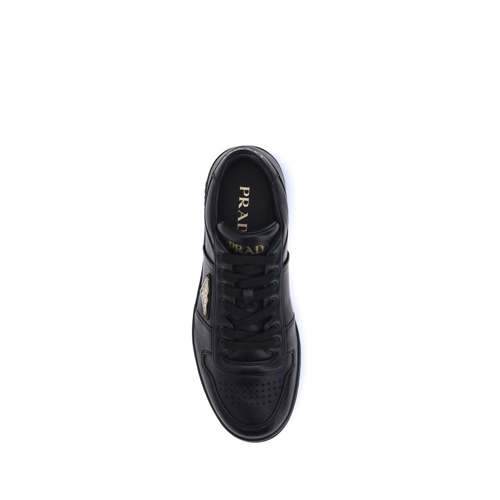 Prada Black Calf Leather Low Top Sneakers - Detail view