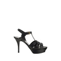 Saint Laurent Black Calf Leather Platform Sandals - Front view