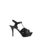 Saint Laurent Black Calf Leather Platform Sandals - Front view