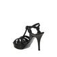 Saint Laurent Black Calf Leather Platform Sandals - Back view