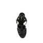 Saint Laurent Black Calf Leather Platform Sandals - Detail view