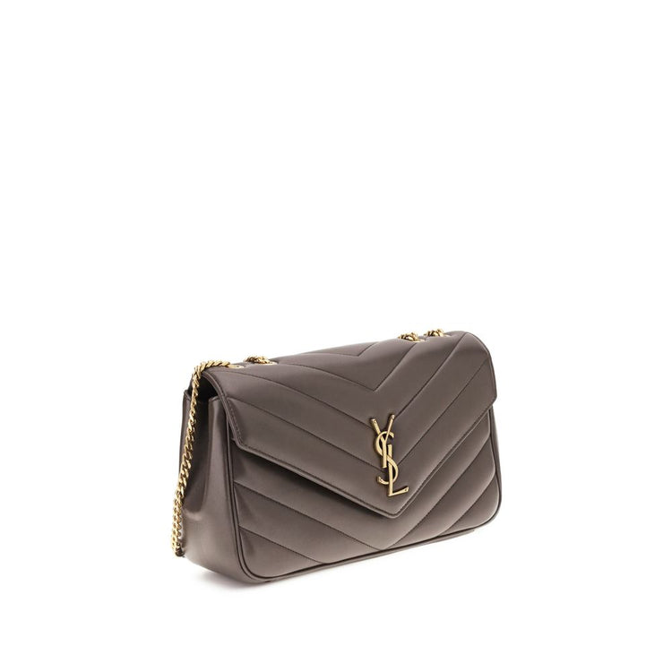 Saint Laurent Gray Lamb Shoulder Bag - AW26 32x22cm - Side view
