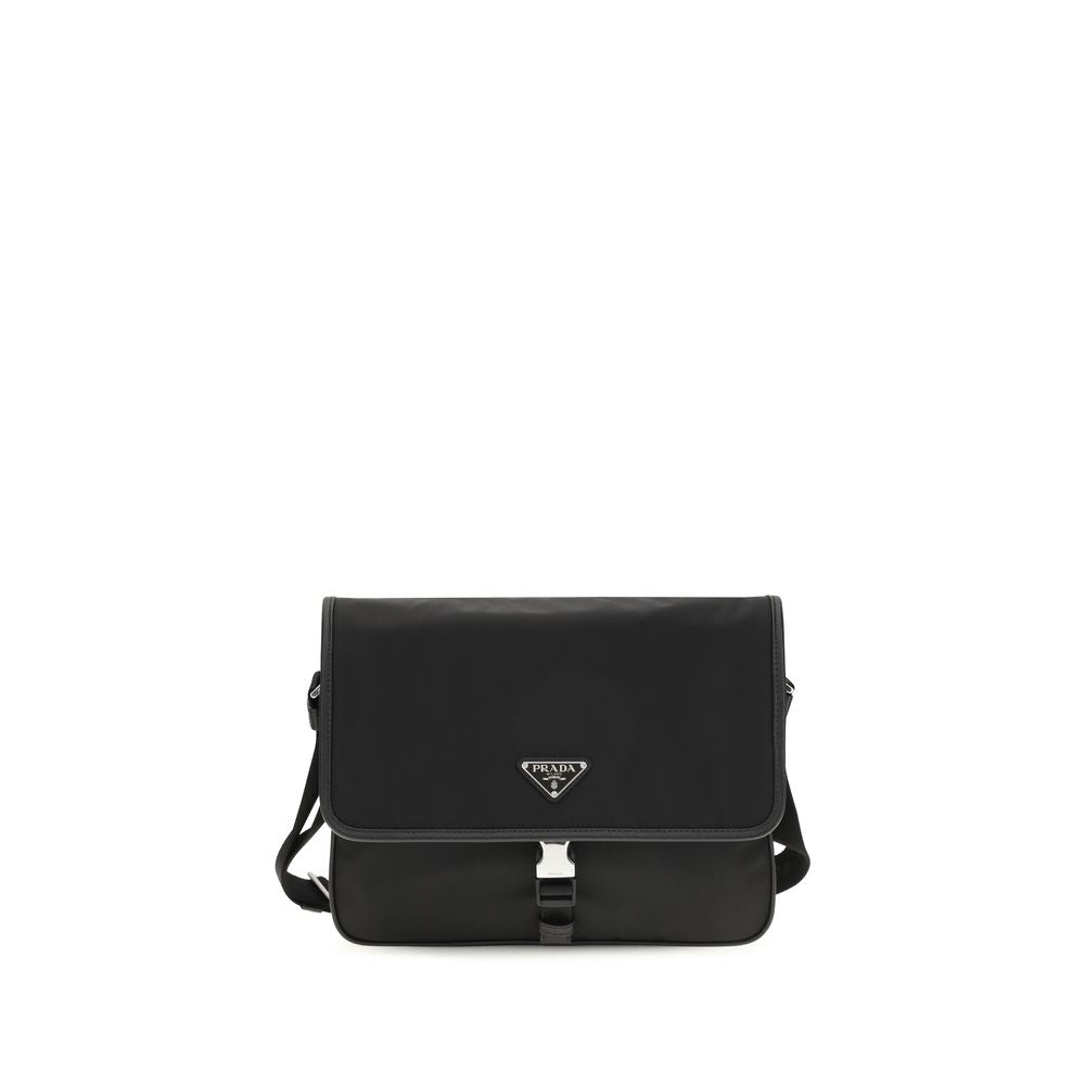 Prada Black Recycled Polyamide Shoulder Bag - AW26 20x18cm - Front view