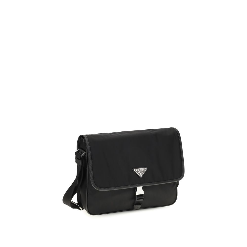 Prada Black Recycled Polyamide Shoulder Bag - AW26 20x18cm - Side view
