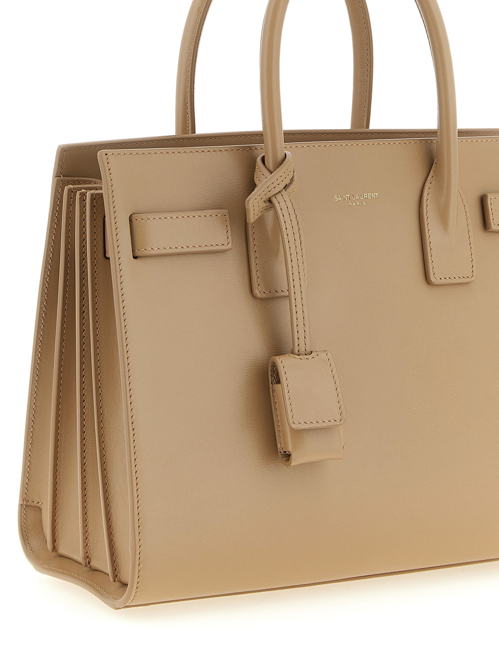 Saint Laurent Beige Calfskin Handbag - Back view
