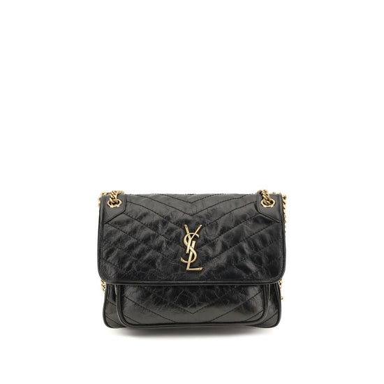 Saint Laurent Black Calf Leather Shoulder Bag - AW26 28x20cm - Front view